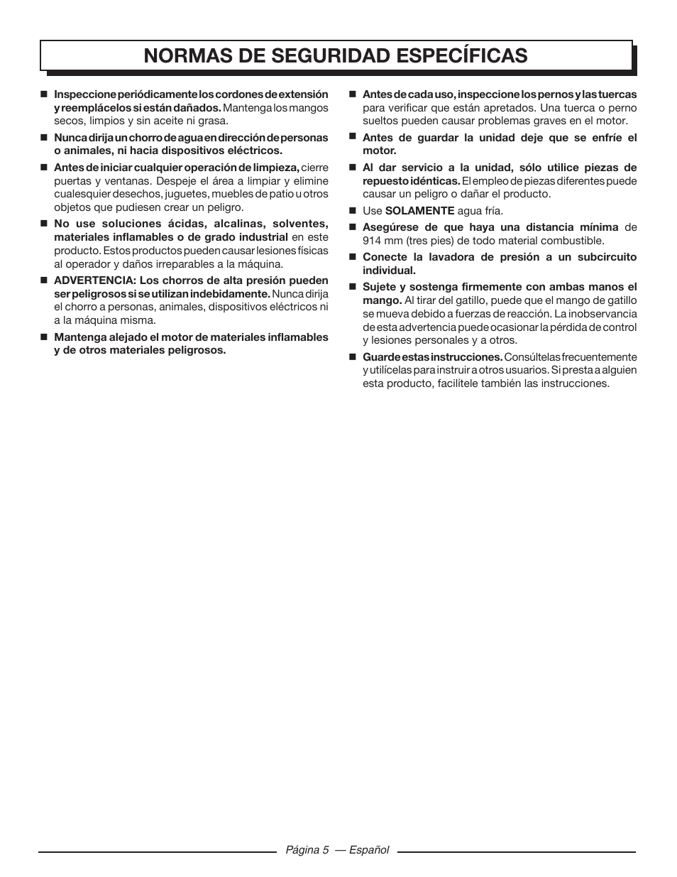 Normas de seguridad específicas | Homelite HL80220 User Manual | Page 37 / 48