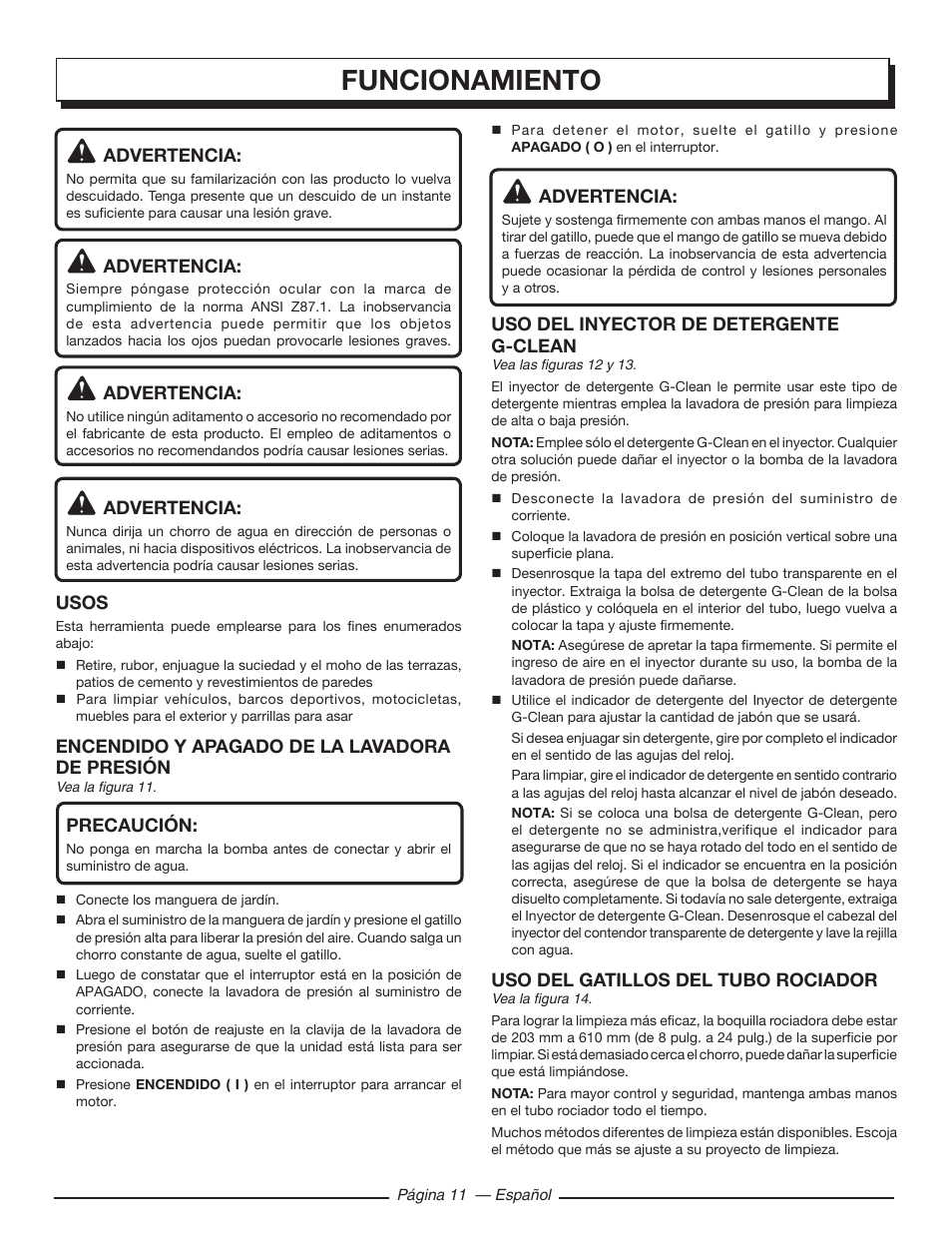 Funcionamiento | Homelite HL80220 User Manual | Page 43 / 48