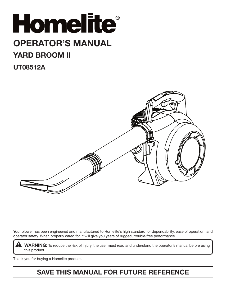 Homelite YARD B UT08512A User Manual | 18 pages