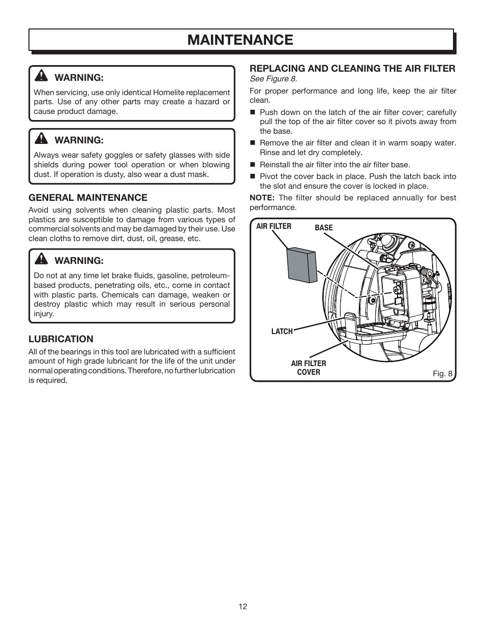 Maintenance | Homelite YARD B UT08512A User Manual | Page 12 / 18
