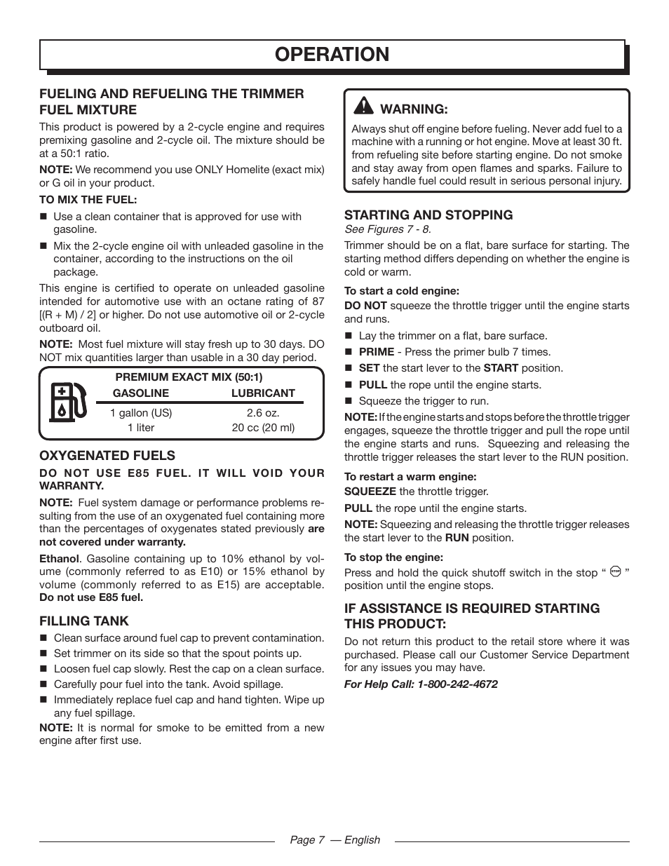 Operation | Homelite UT32000 User Manual | Page 11 / 44