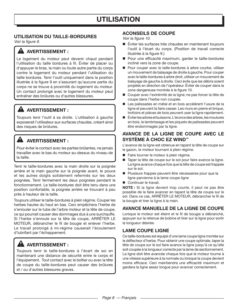 Utilisation | Homelite UT32000 User Manual | Page 24 / 44