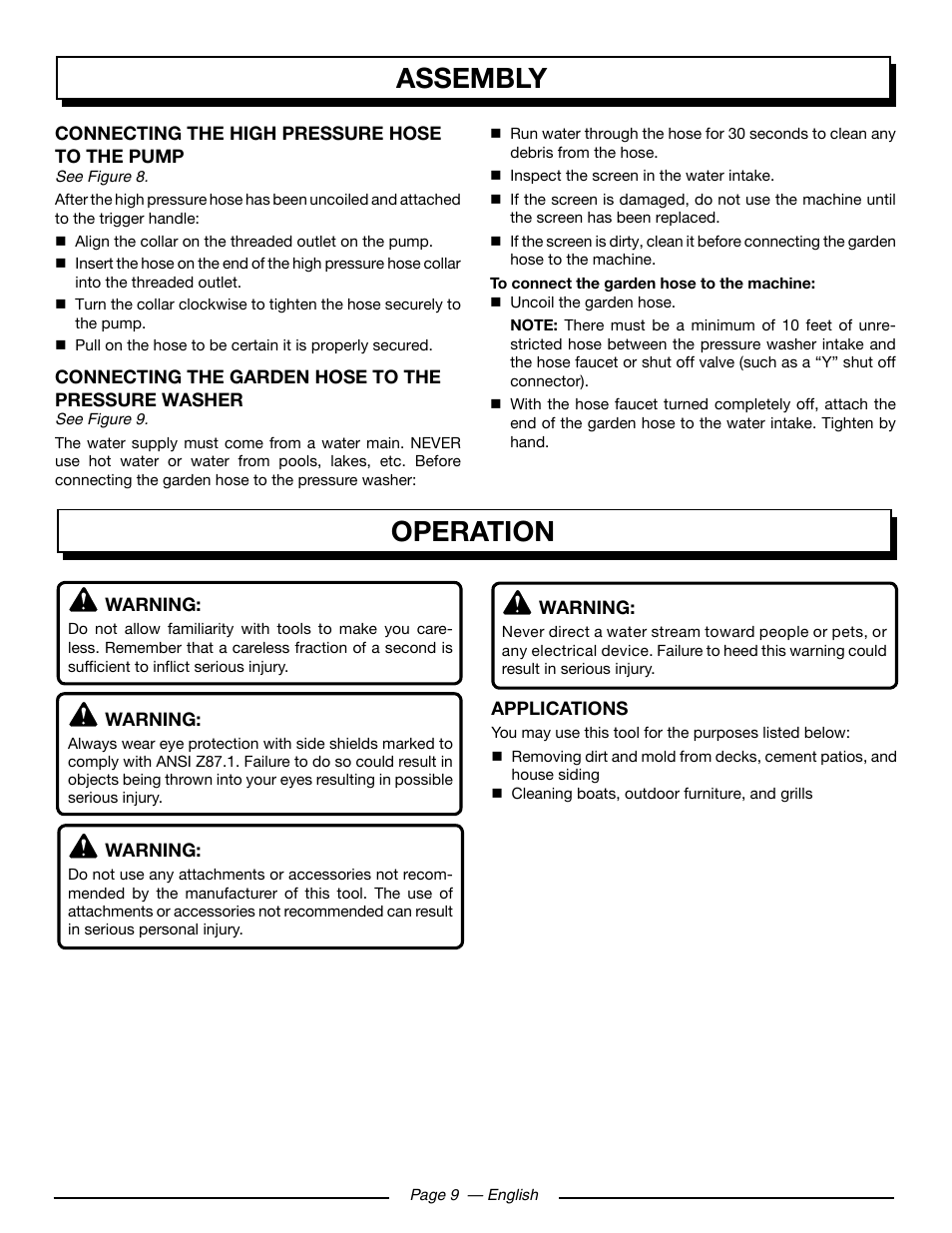 Assembly, Operation | Homelite HL252300 User Manual | Page 15 / 54