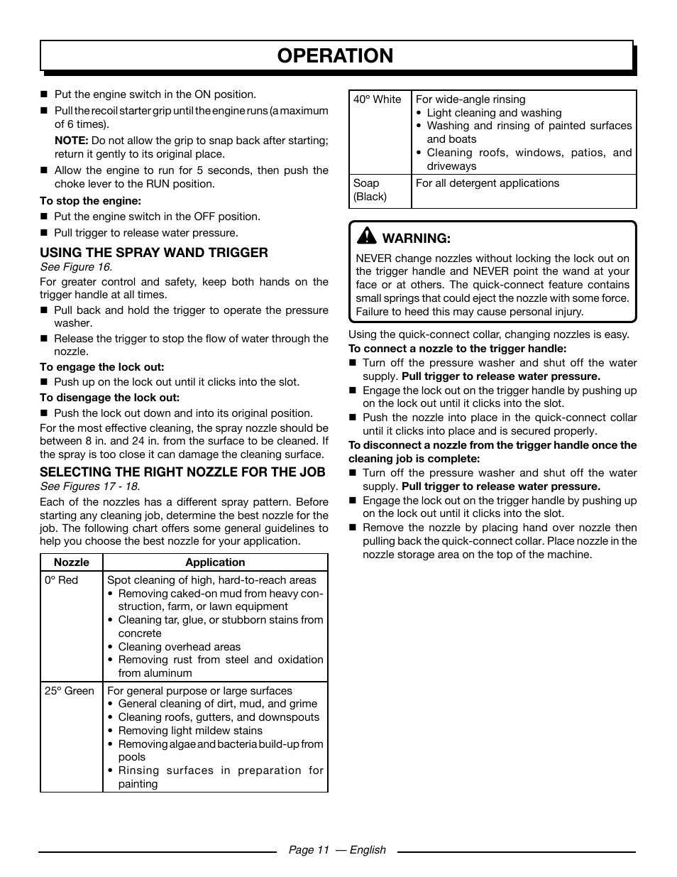 Operation | Homelite HL252300 User Manual | Page 17 / 54