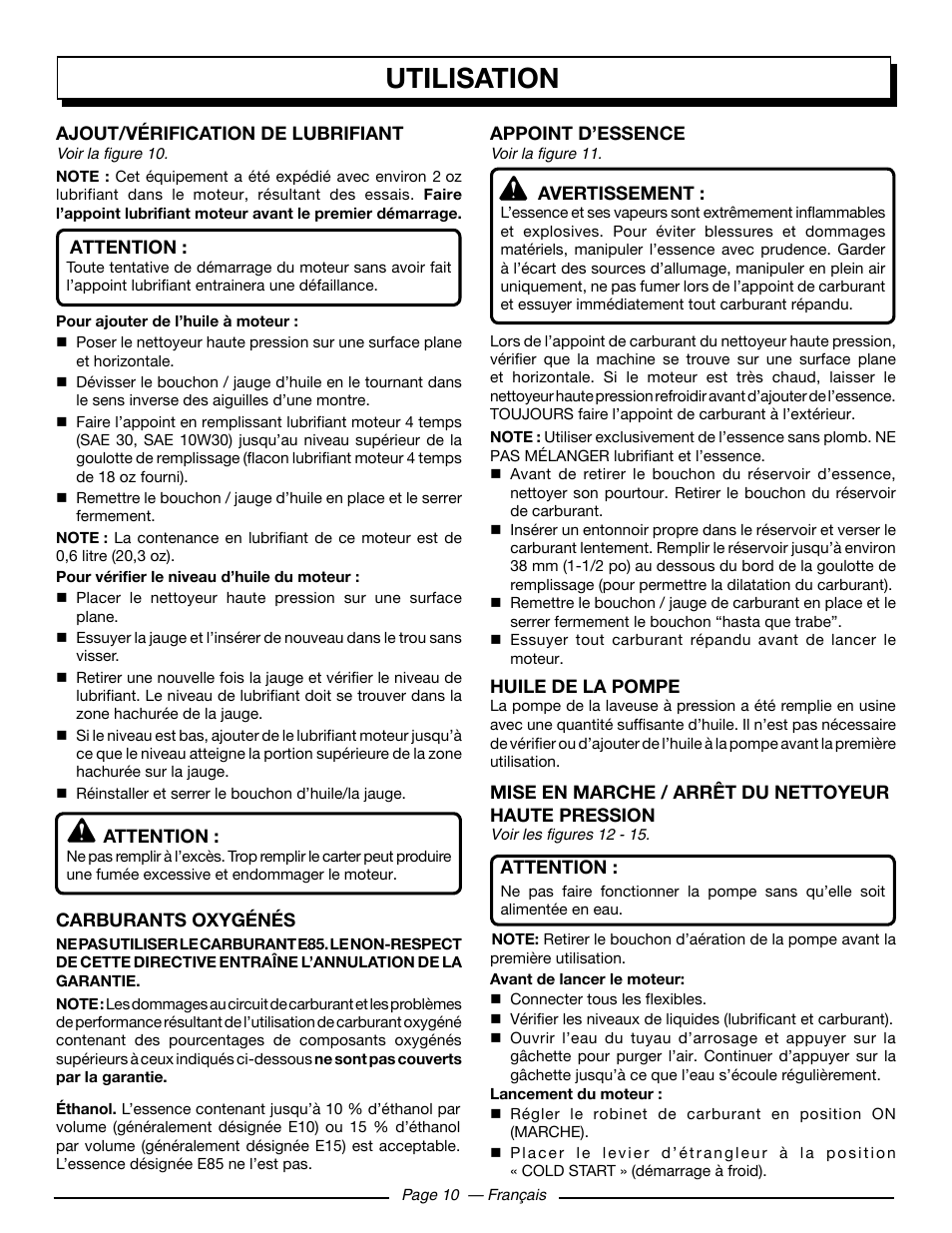 Utilisation | Homelite HL252300 User Manual | Page 31 / 54