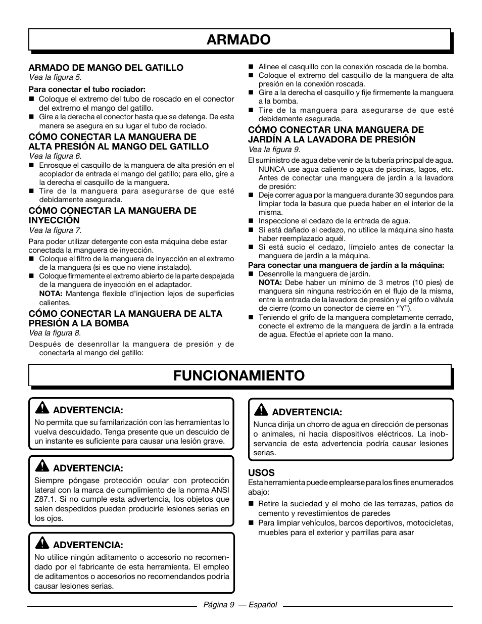 Armado, Funcionamiento | Homelite HL252300 User Manual | Page 45 / 54