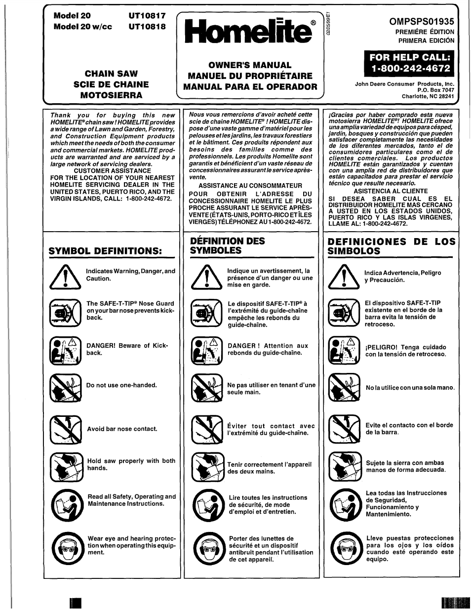 Homelite UH10817 User Manual | 43 pages