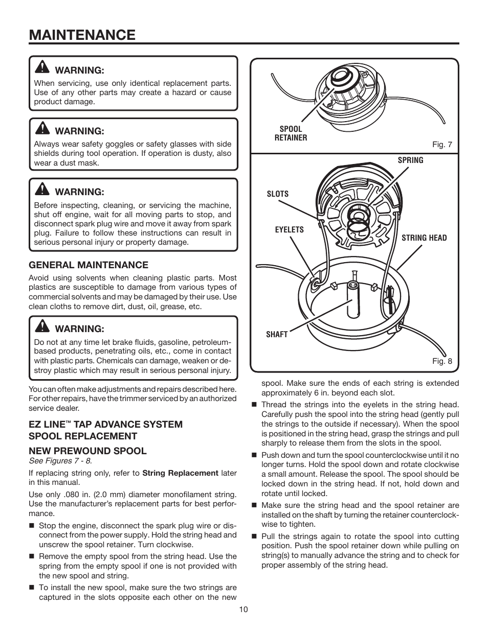 Maintenance | Homelite Expand-it UT15522F User Manual | Page 10 / 14