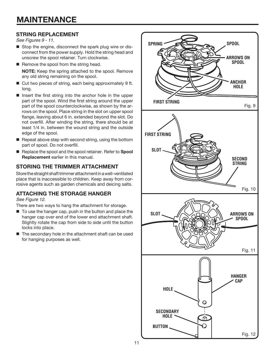 Maintenance | Homelite Expand-it UT15522F User Manual | Page 11 / 14