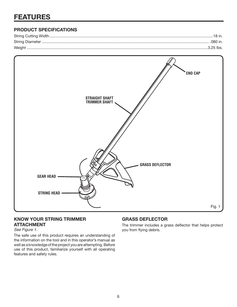 Features | Homelite Expand-it UT15522F User Manual | Page 6 / 14