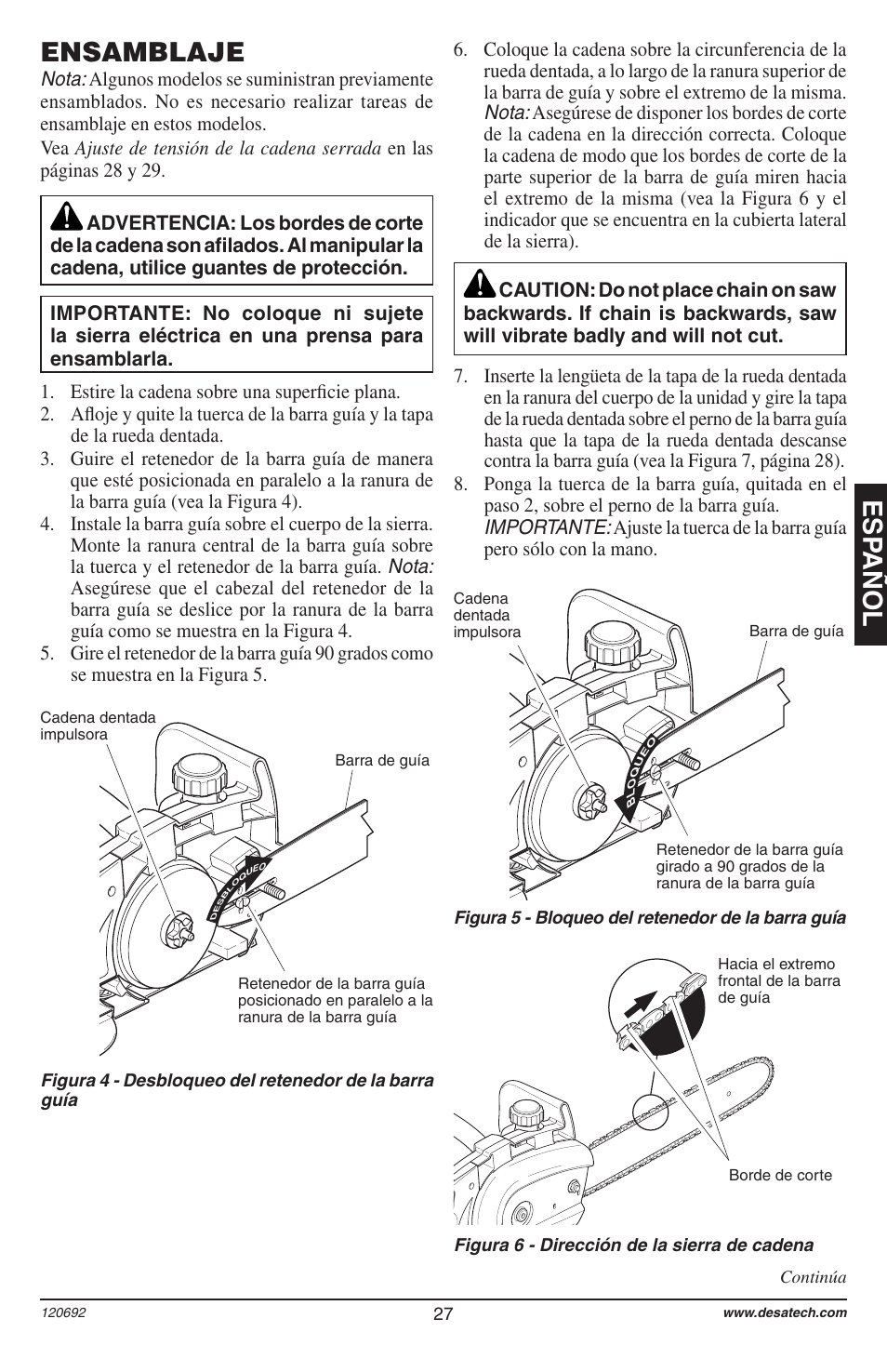 Esp añol ensamblaje | Homelite UT13136 User Manual | Page 27 / 68