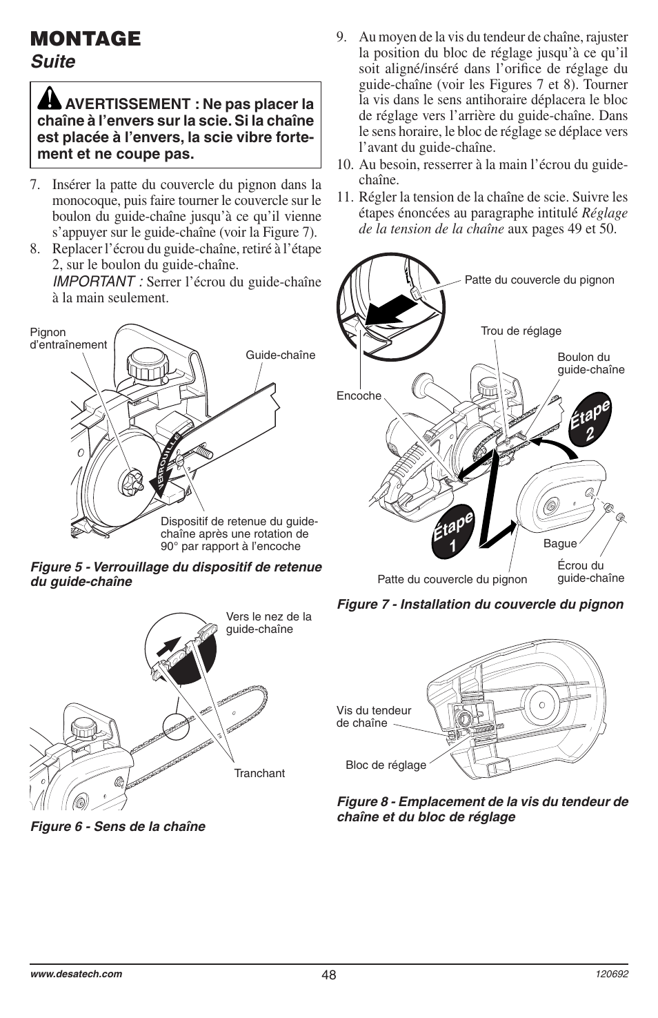 Montage, Suite, Étape 1 étape 2 | Homelite UT13136 User Manual | Page 48 / 68