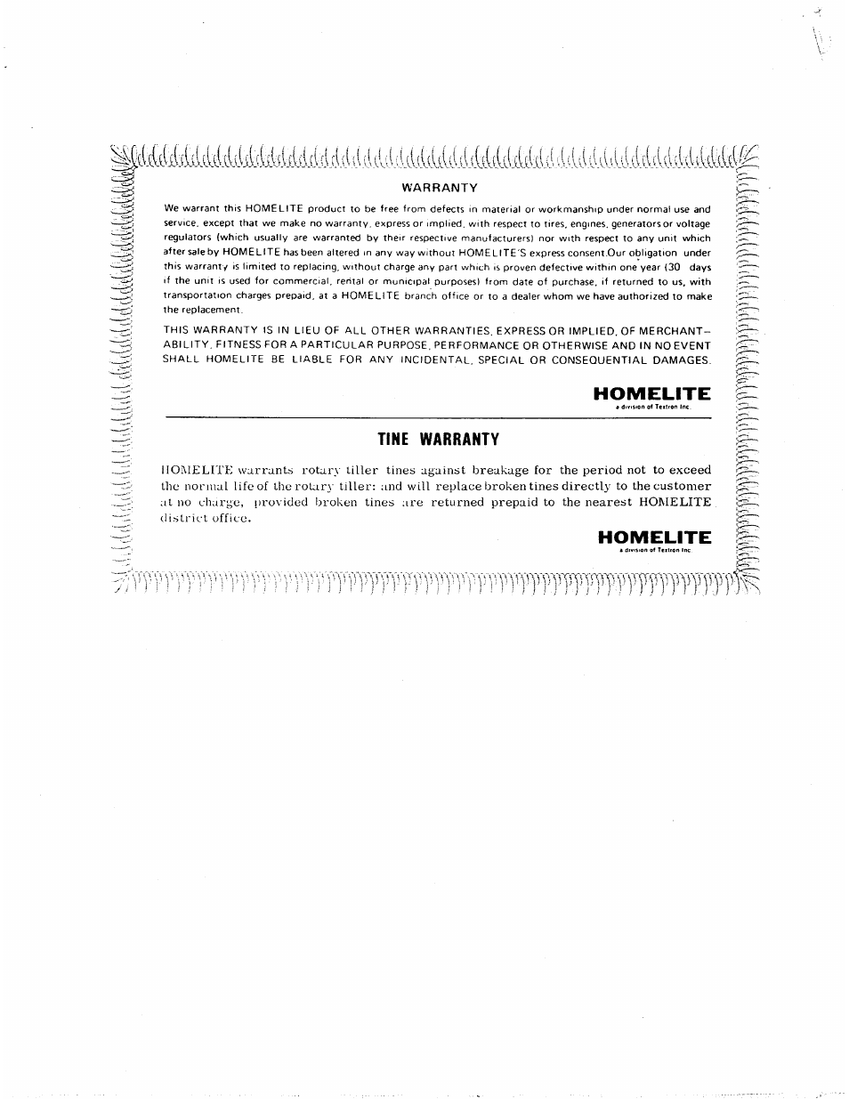 Hoivielite, Homelite, Tine warranty | Homelite 1600407 User Manual | Page 2 / 16