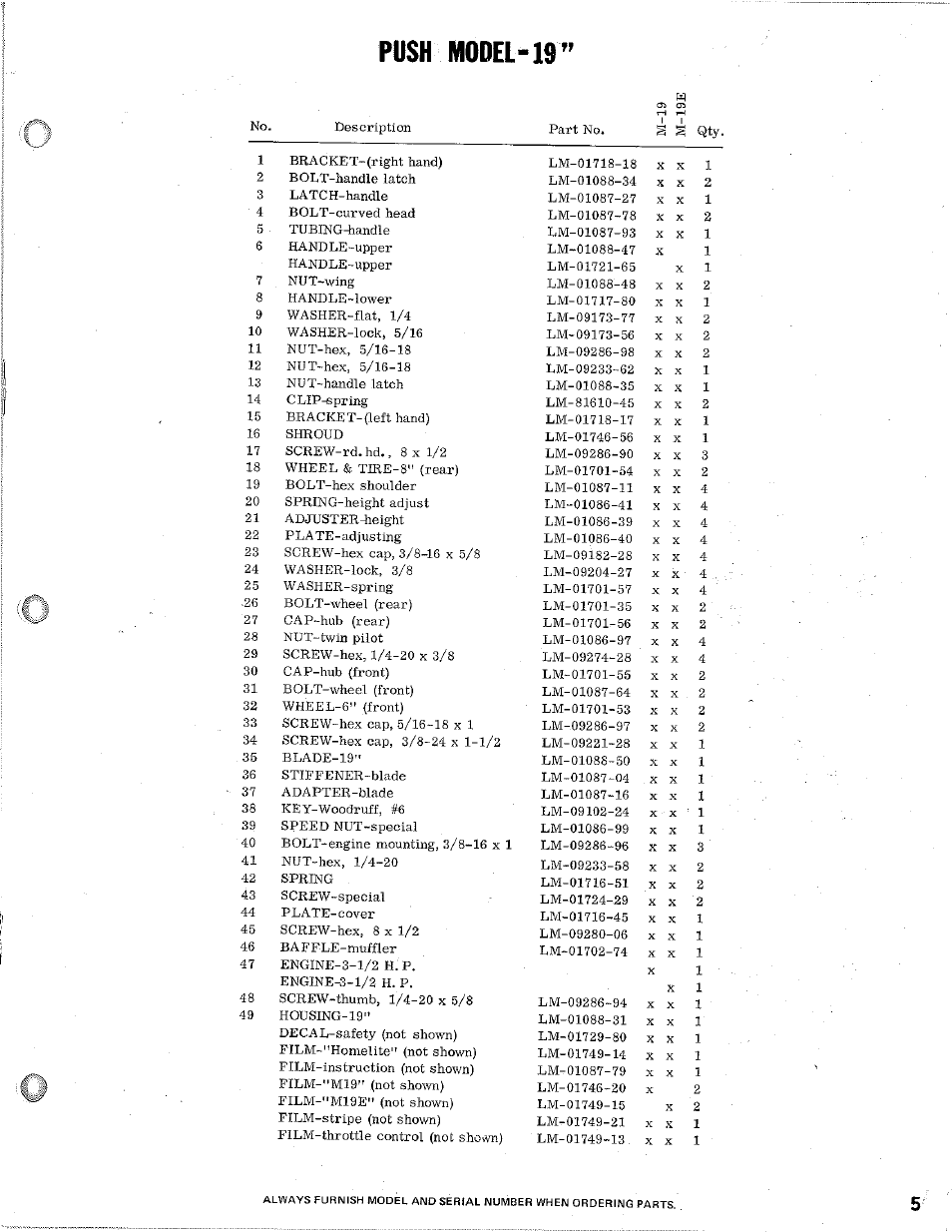 Push model-19 | Homelite M-19E User Manual | Page 5 / 8