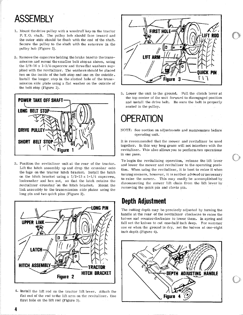 Assembly, Operation, Depth adjustment | Homelite T-8 User Manual | Page 4 / 8