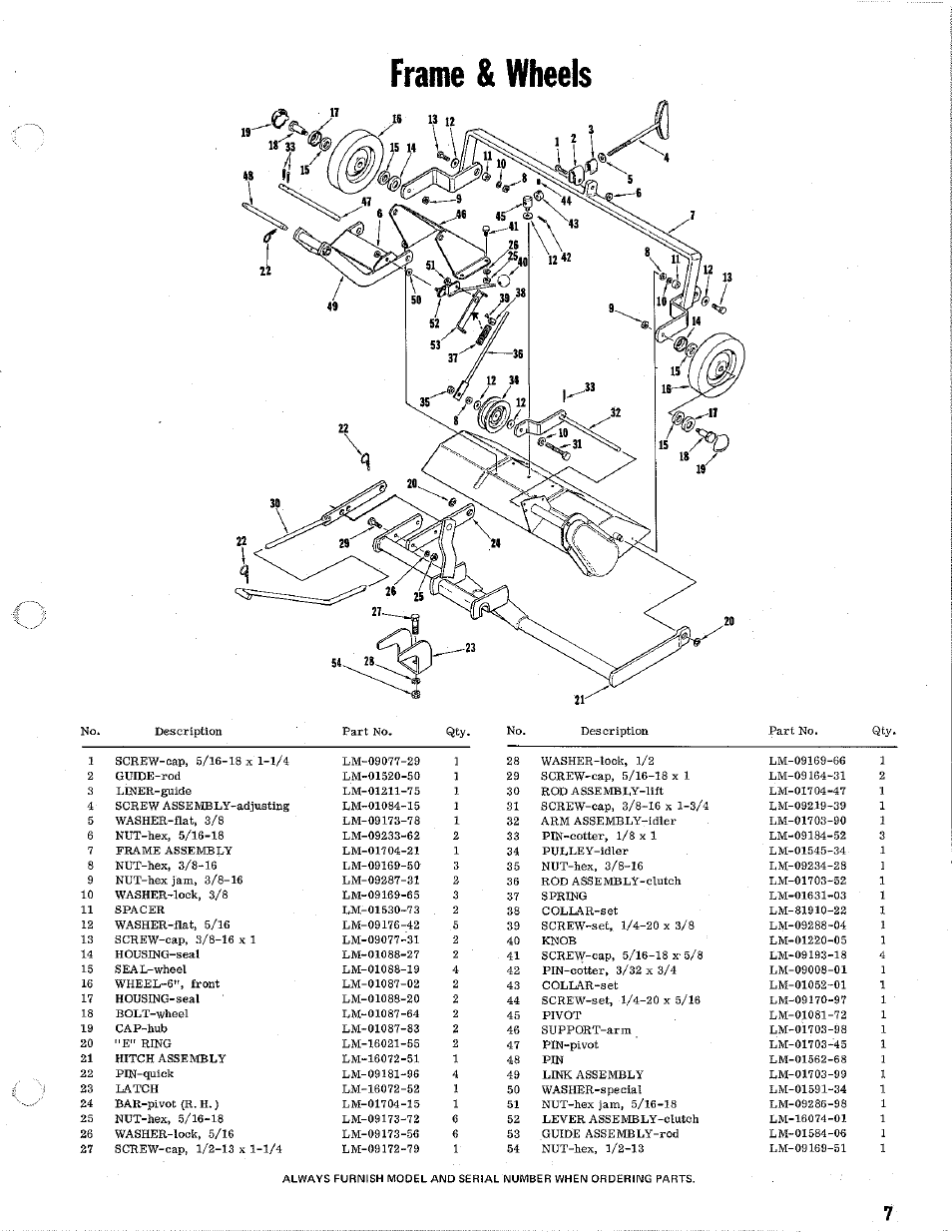 Frame & wheels | Homelite T-8 User Manual | Page 7 / 8