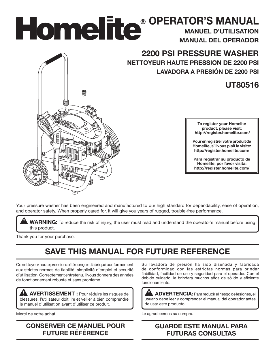 Homelite UT80516 User Manual | 56 pages