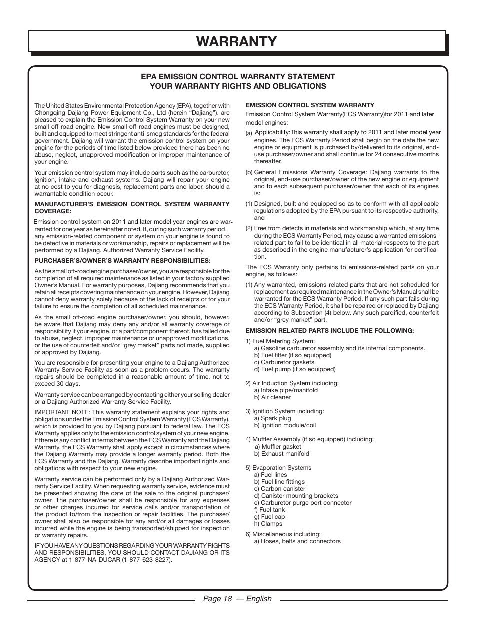 Warranty | Homelite UT80516 User Manual | Page 22 / 56