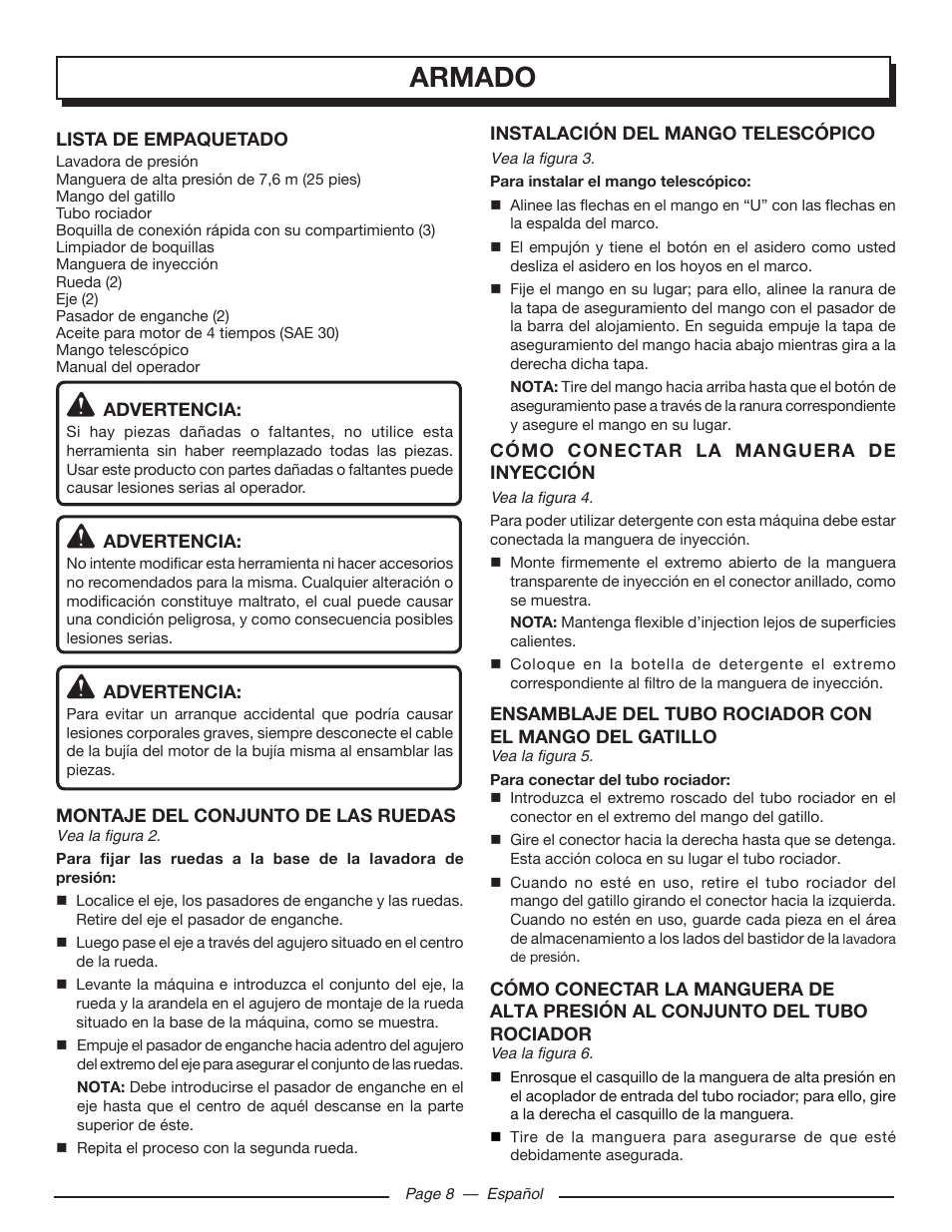 Armado | Homelite UT80516 User Manual | Page 44 / 56