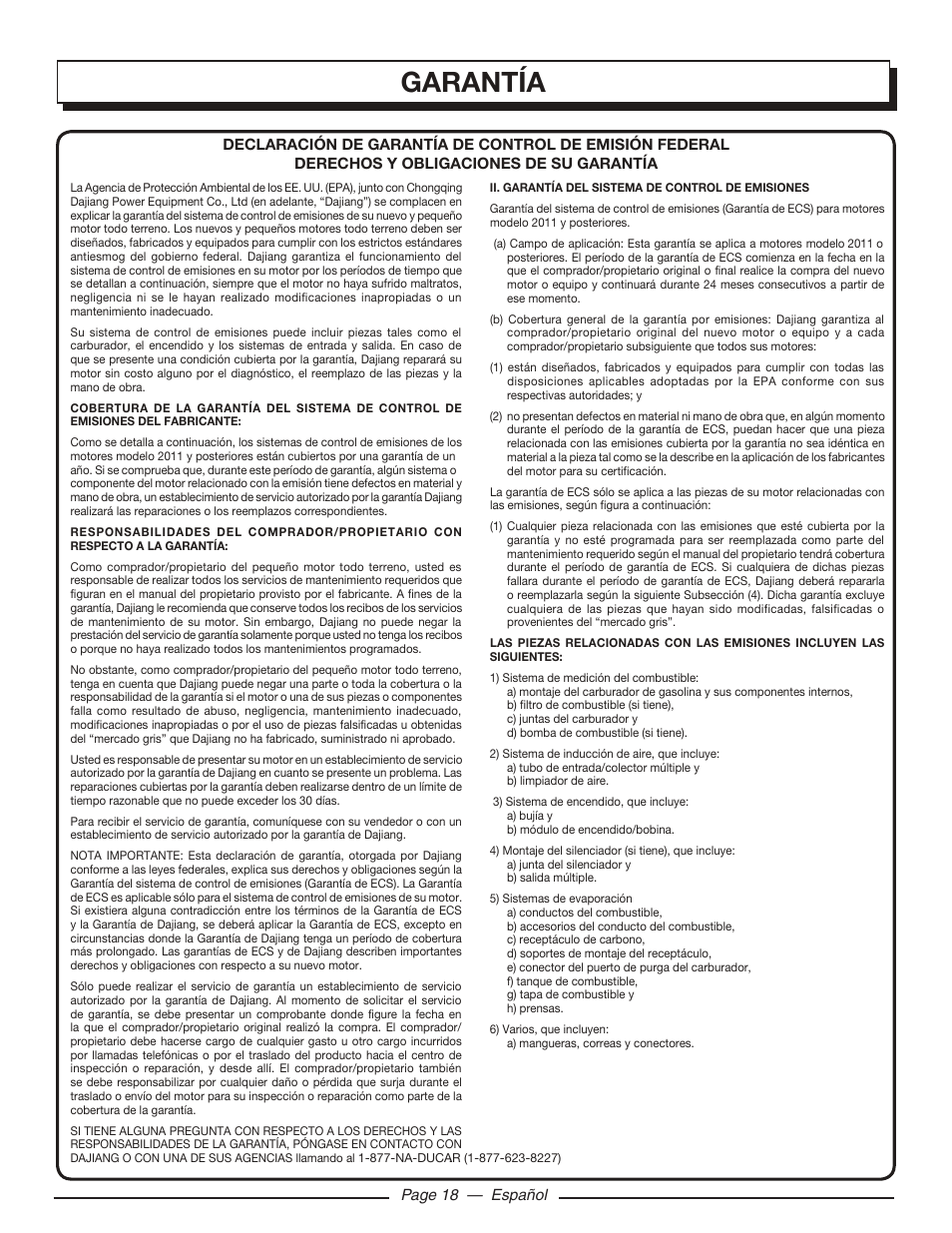 Garantía | Homelite UT80516 User Manual | Page 54 / 56