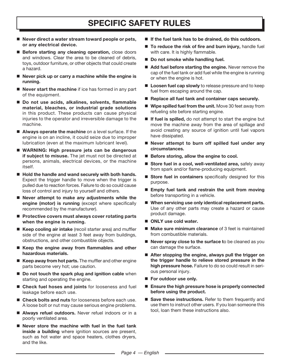 Specific safety rules | Homelite UT80516 User Manual | Page 8 / 56