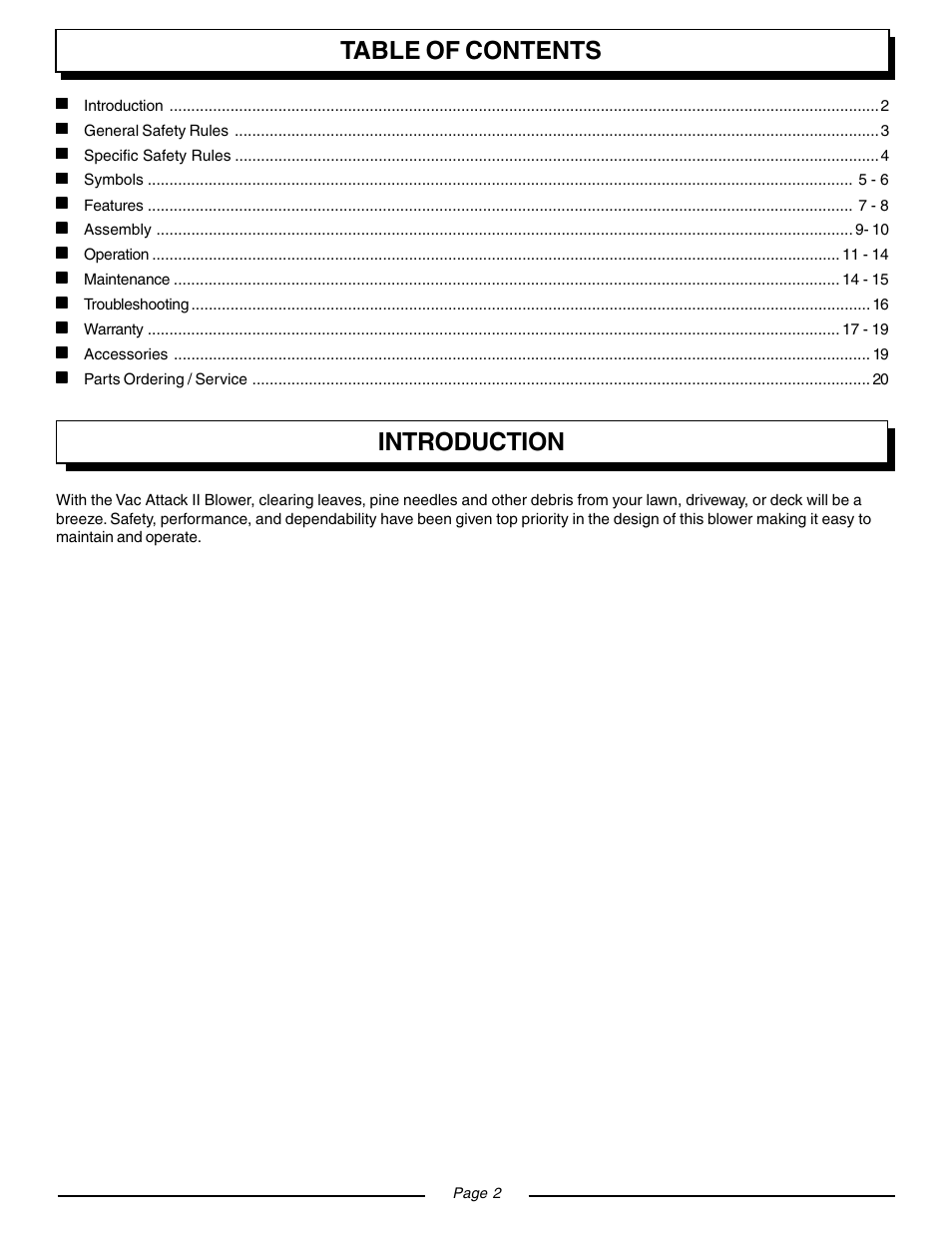 Homelite VAC ATTACK II UT08932 User Manual | Page 2 / 20