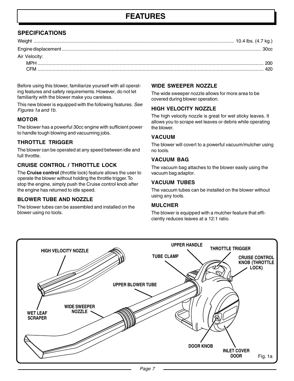 Features | Homelite VAC ATTACK II UT08932 User Manual | Page 7 / 20