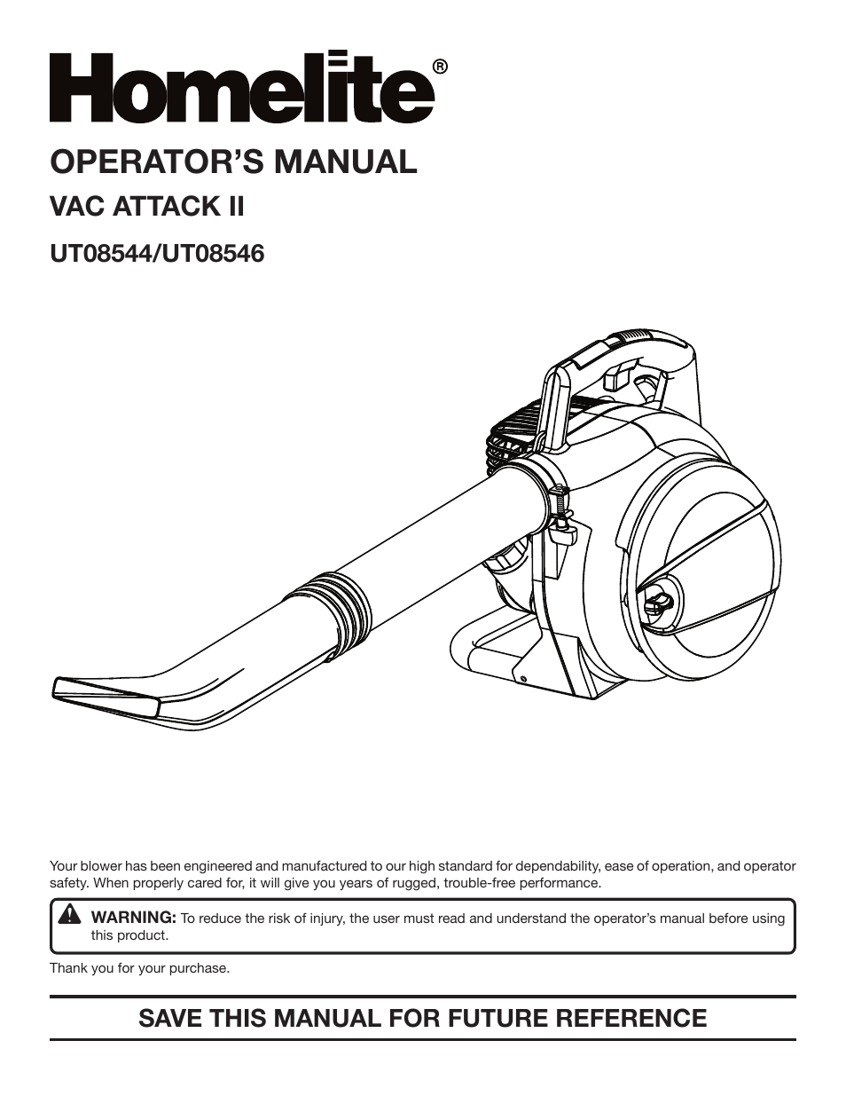 Homelite VAC ATTACK II UT08544 User Manual | 22 pages