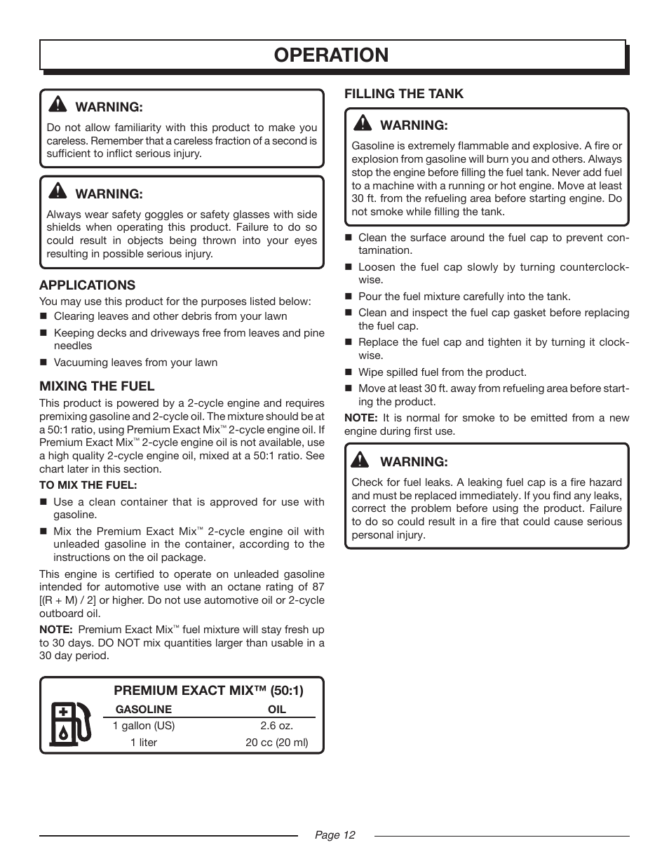 Operation | Homelite VAC ATTACK II UT08544 User Manual | Page 12 / 22