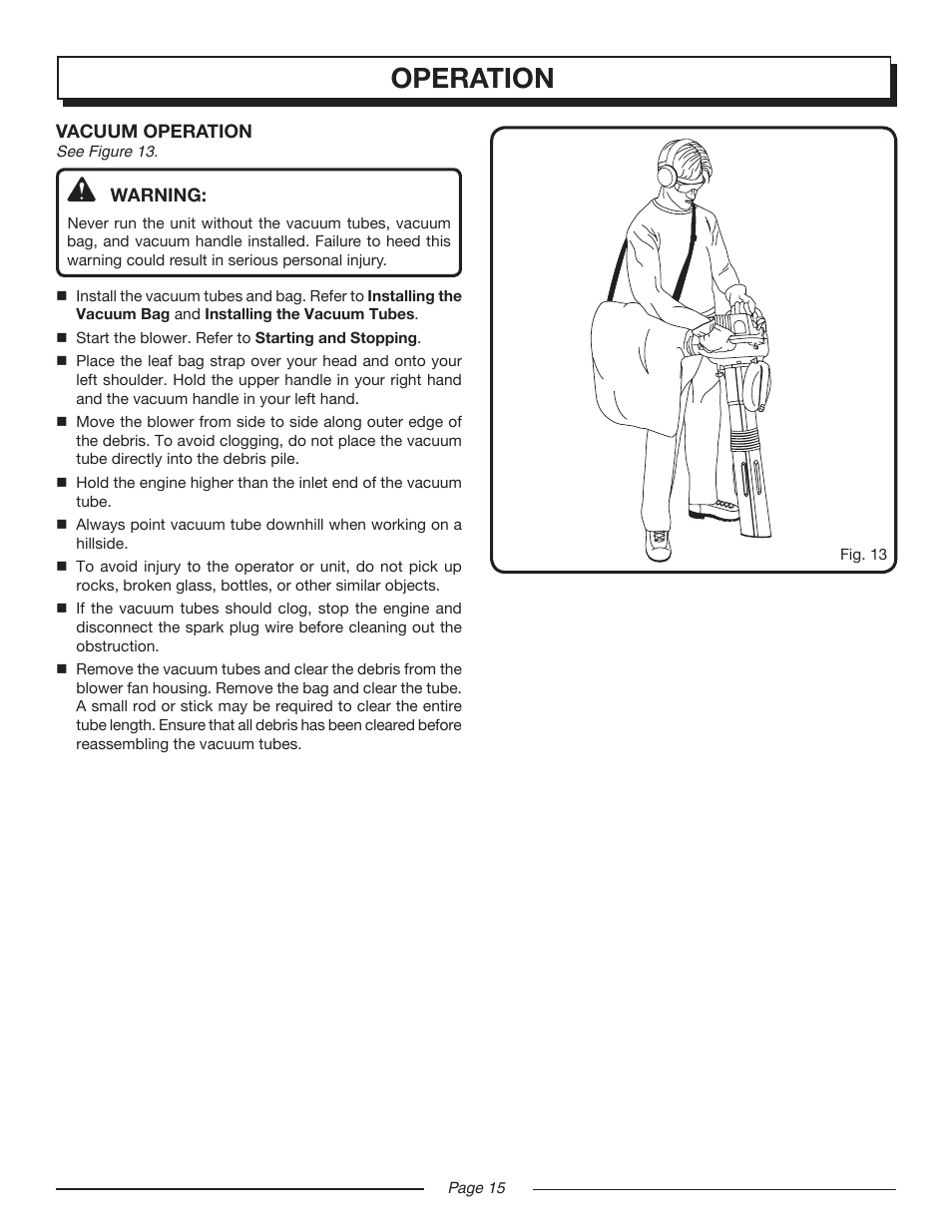 Operation | Homelite VAC ATTACK II UT08544 User Manual | Page 15 / 22