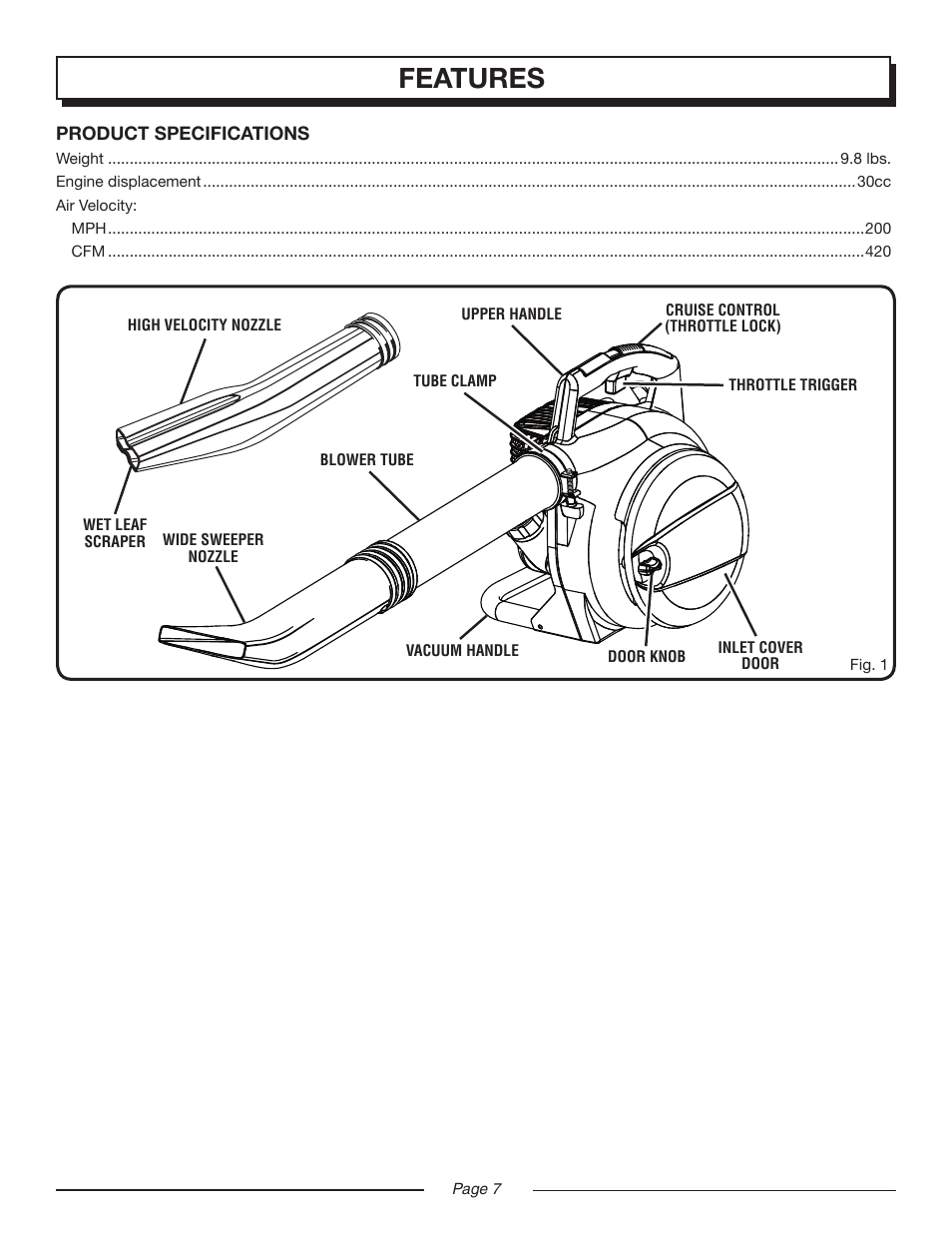 Features | Homelite VAC ATTACK II UT08544 User Manual | Page 7 / 22