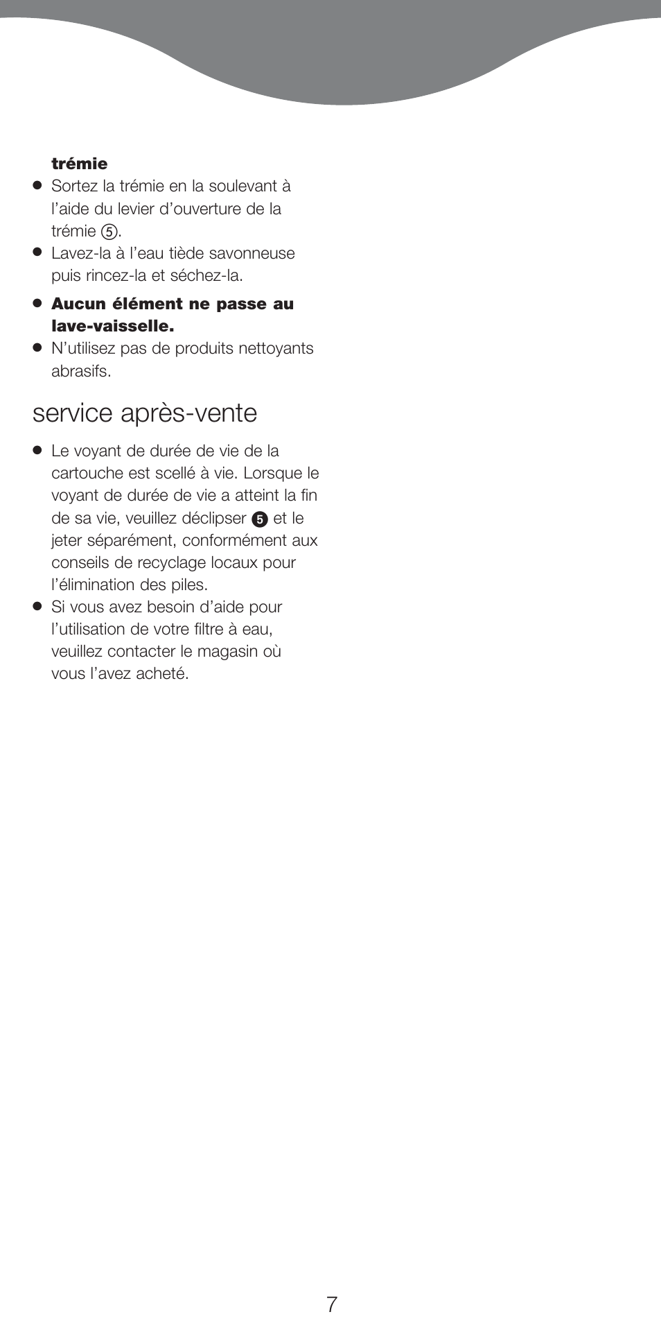 Service après-vente | Kenwood WF970 User Manual | Page 10 / 40