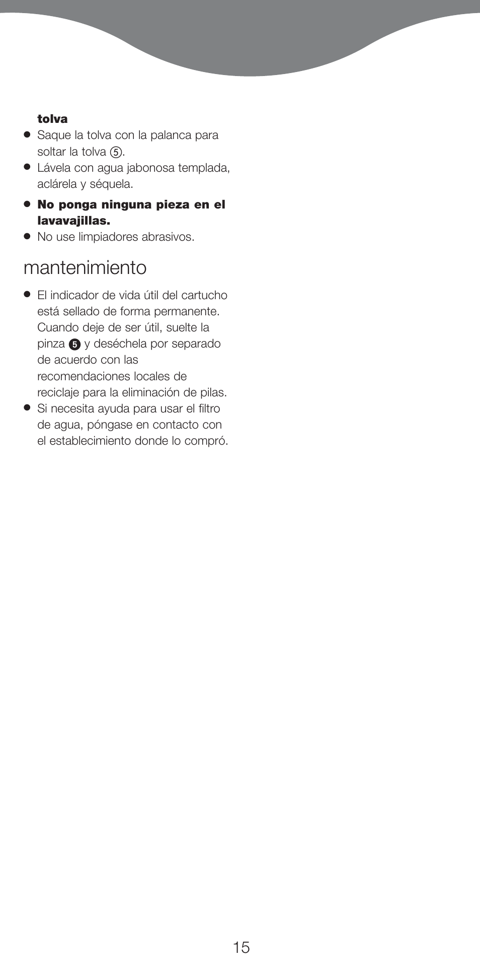 Mantenimiento | Kenwood WF970 User Manual | Page 18 / 40