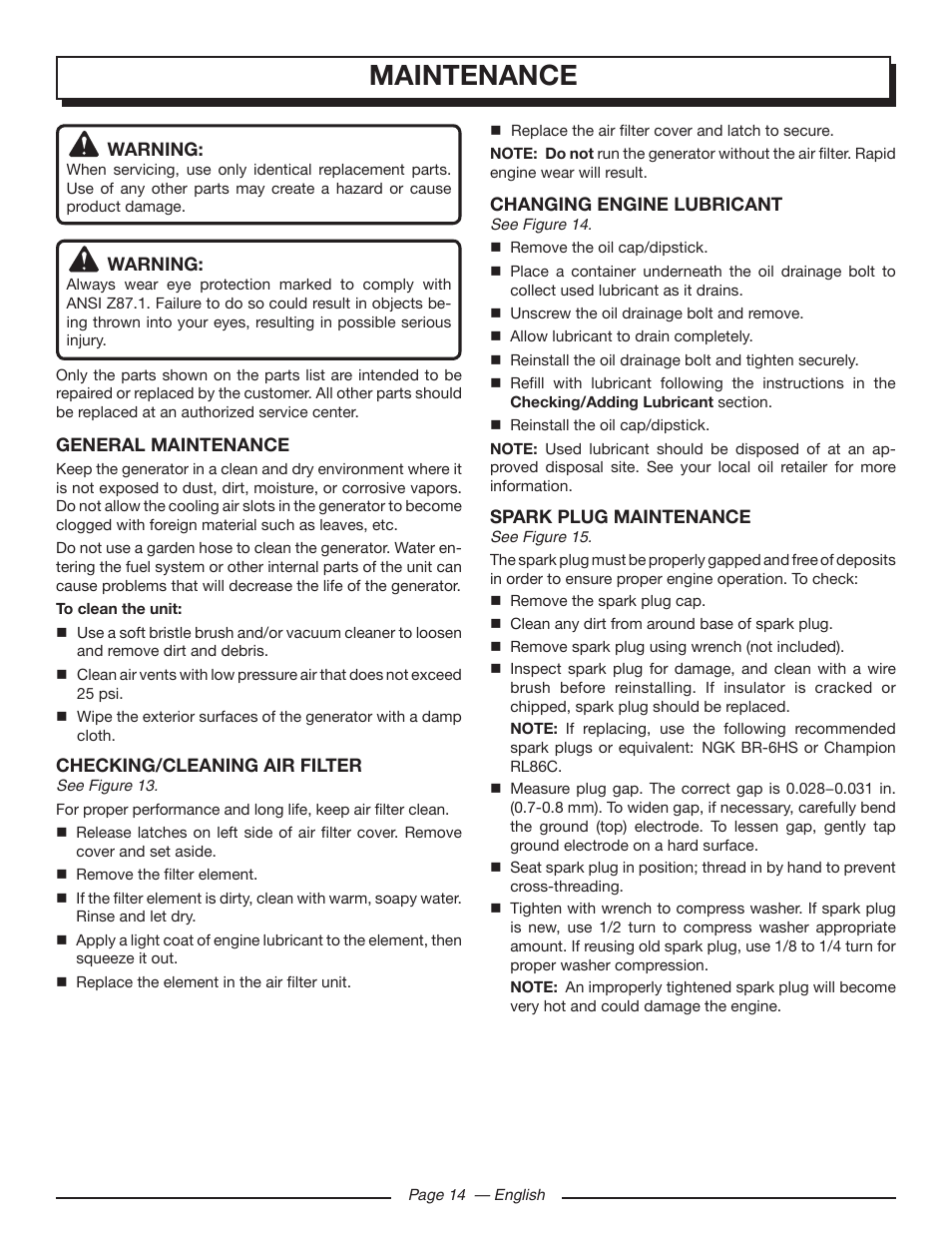 Maintenance | Homelite UT905011 User Manual | Page 18 / 64