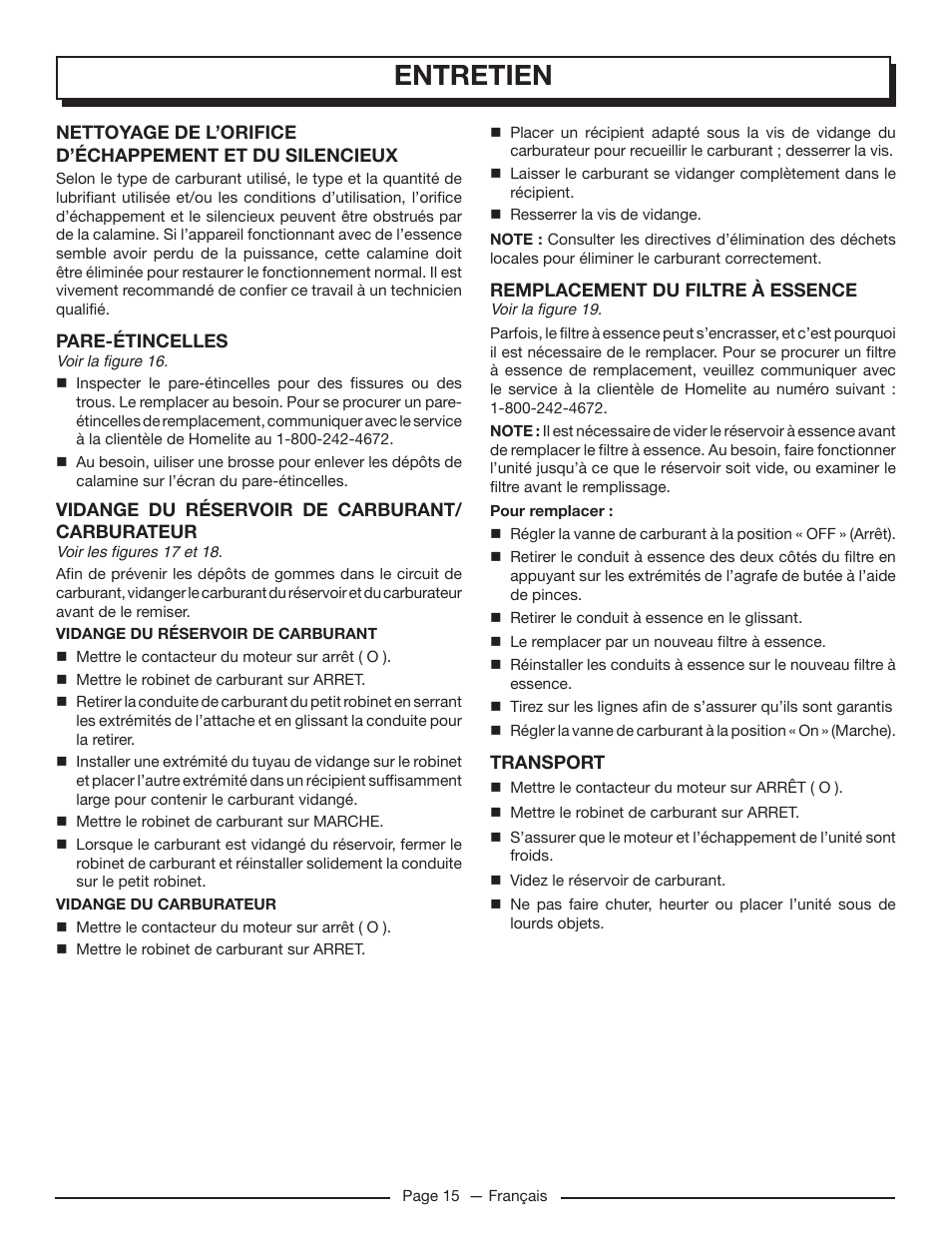 Entretien | Homelite UT905011 User Manual | Page 38 / 64