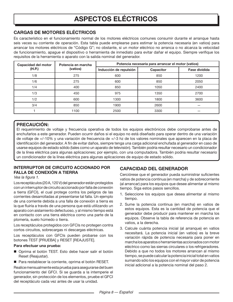Aspectos eléctricos | Homelite UT905011 User Manual | Page 50 / 64