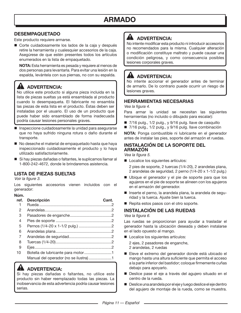Armado | Homelite UT905011 User Manual | Page 53 / 64
