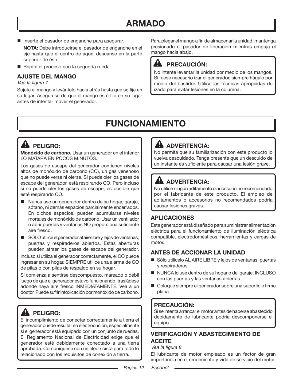 Armado funcionamiento | Homelite UT905011 User Manual | Page 54 / 64