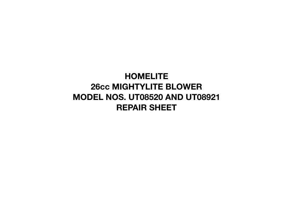 Homelite MightyLite UT08921 User Manual | 5 pages