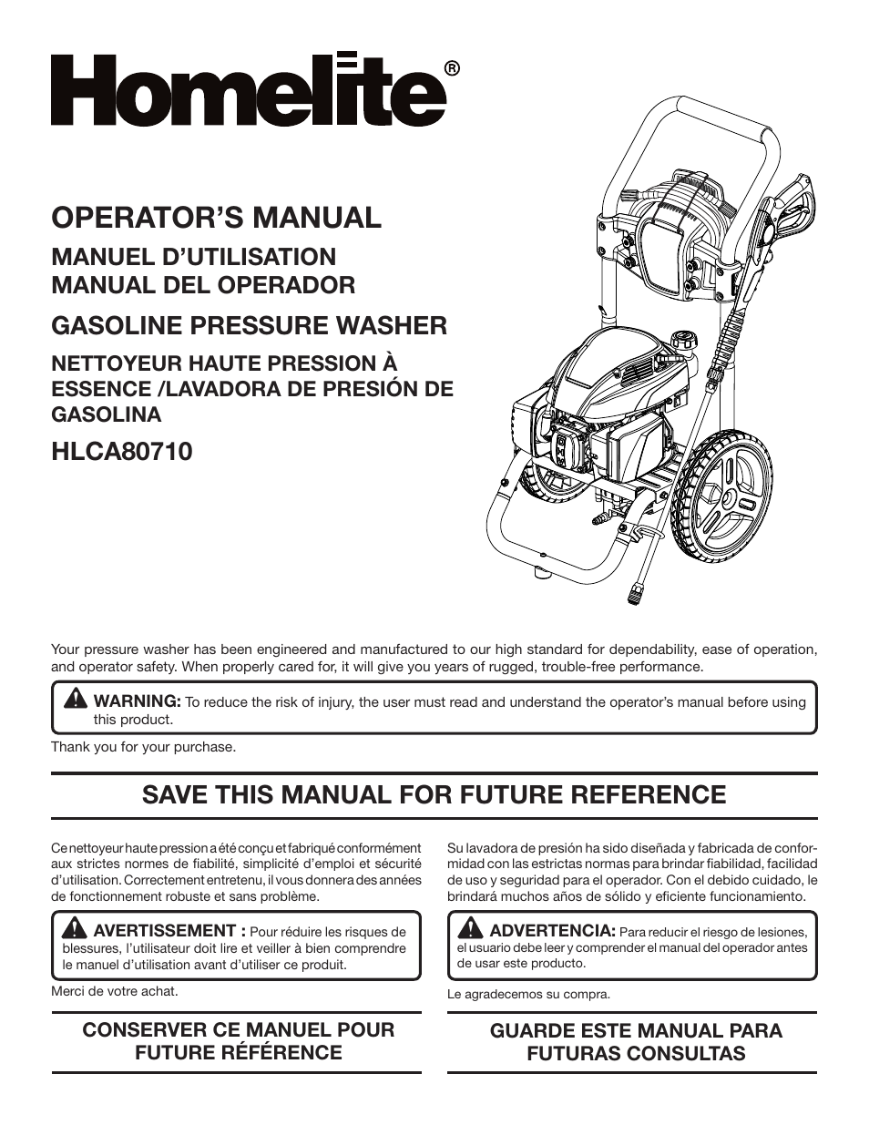 Homelite HLCA80710 User Manual | 52 pages