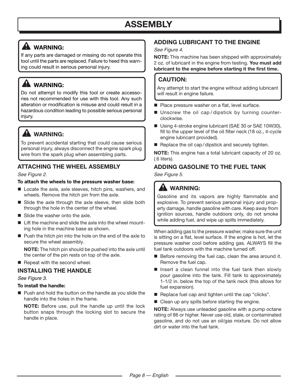 Assembly | Homelite HLCA80710 User Manual | Page 12 / 52