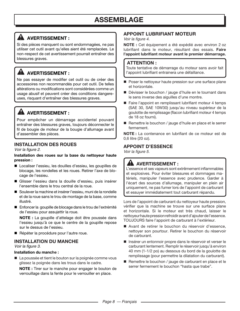 Assemblage | Homelite HLCA80710 User Manual | Page 26 / 52