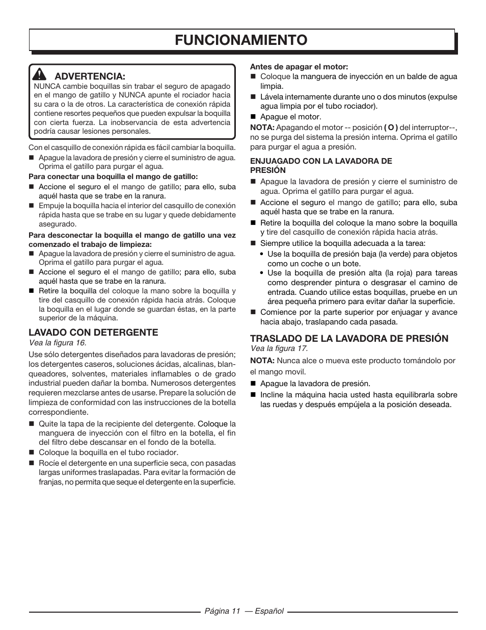 Funcionamiento | Homelite HLCA80710 User Manual | Page 43 / 52