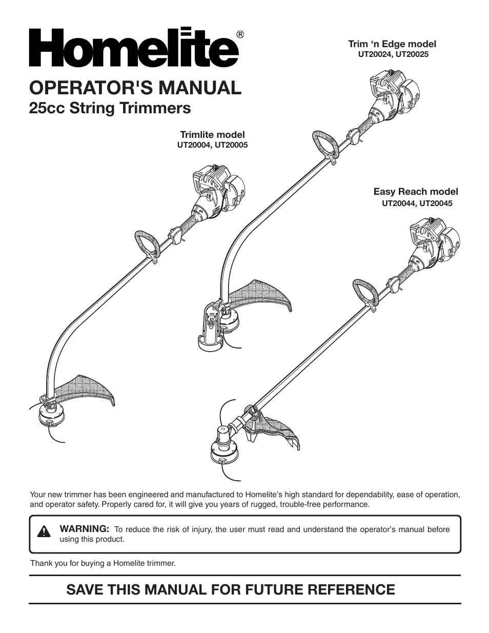 Homelite UT20045 User Manual | 24 pages