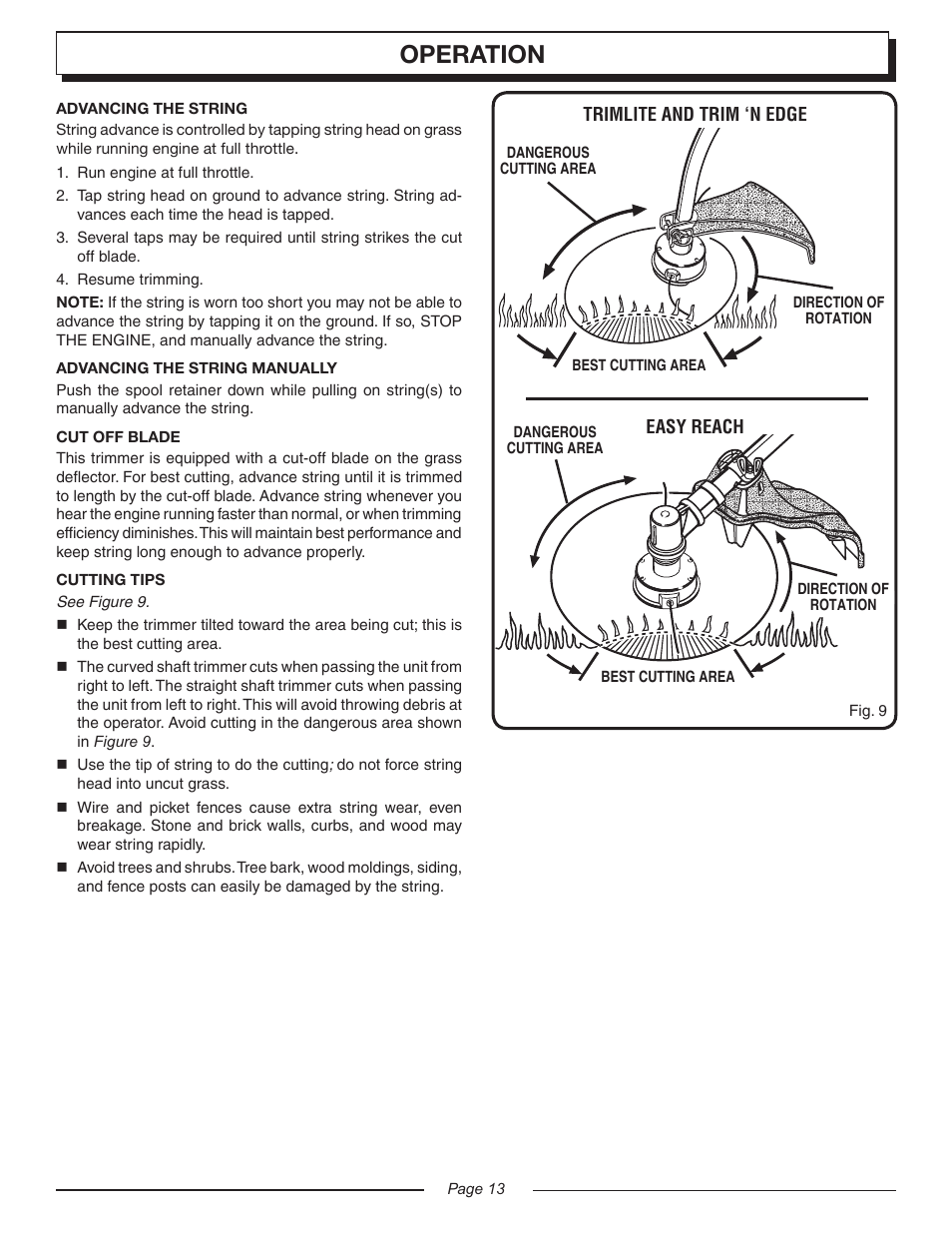 Operation | Homelite UT20045 User Manual | Page 13 / 24