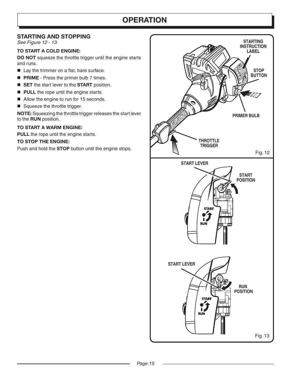 Operation | Homelite UT20045 User Manual | Page 15 / 24