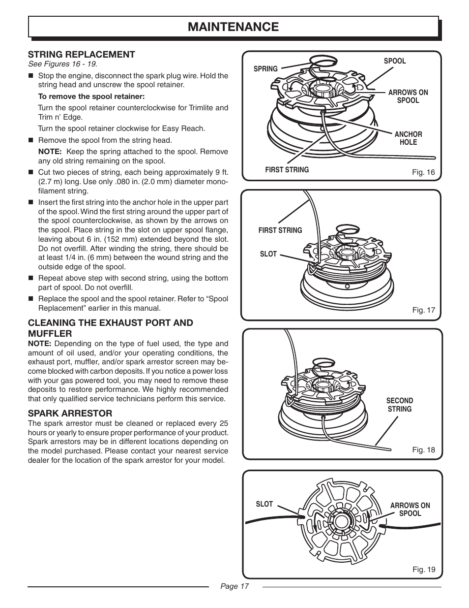 Maintenance | Homelite UT20045 User Manual | Page 17 / 24