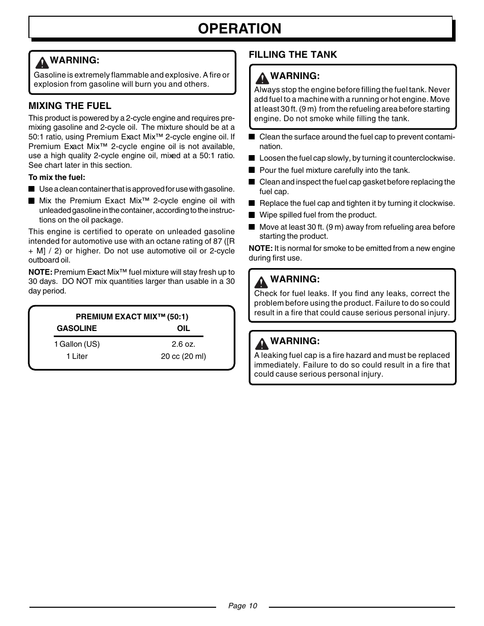 Operation | Homelite BACKPACKER II UT08571 User Manual | Page 10 / 18
