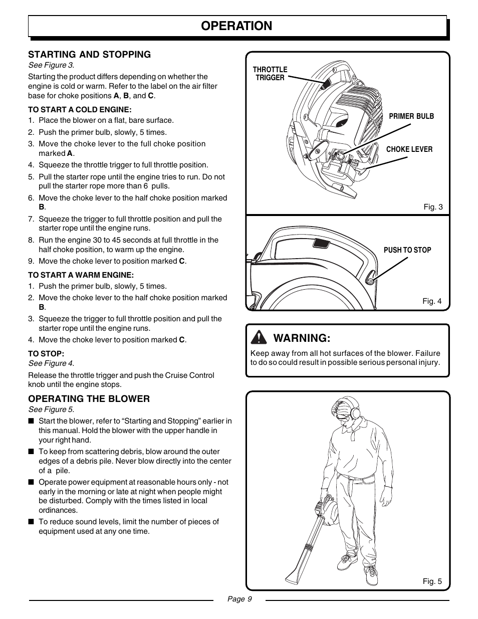 Operation, Warning | Homelite UT08120 User Manual | Page 9 / 16