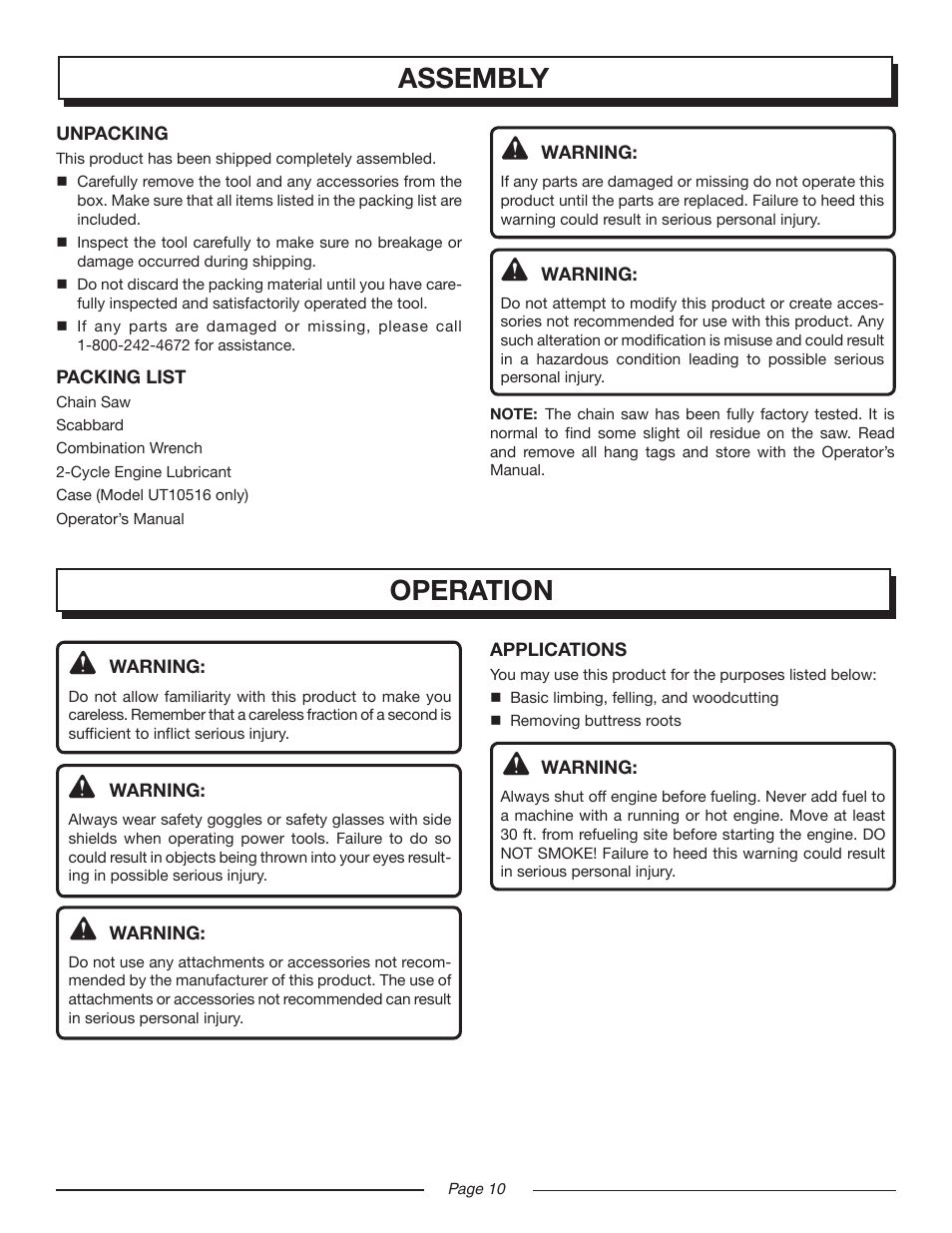 Assembly operation | Homelite UT10516/16 IN. 33CC User Manual | Page 10 / 38